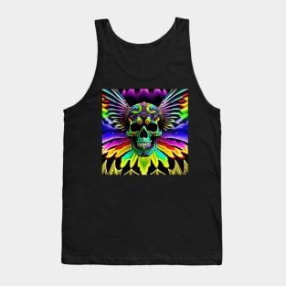 Skull Tie Dye Psychedelic Trippy Festival Hippie Graffiti Biker Tank Top